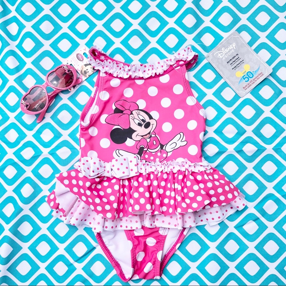 Minnie Mouse swimsuit and sunglasses set